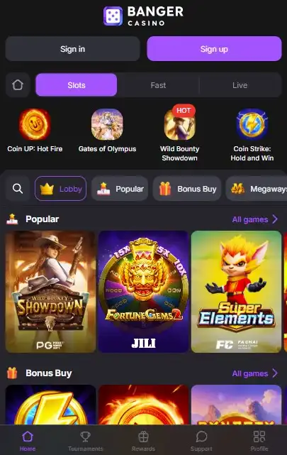 Features of Banger Casino App